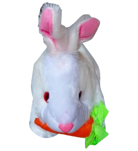Rabbit Soft Toy - Fur Material, White Color | Microfiber Wash Care, Stuffed with Polyfill, Ideal for Kids Aged 0-3 Years