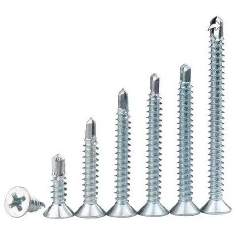 Self Drilling Screws - Stainless Steel, Customized Size, Polished Finish | High Quality, Durable, Round Head Type, Silver Color