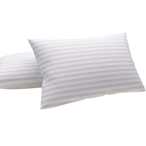 Soft Fiber Pillow - White, 16x24 Inch Rectangular Design with Stripes, Soft Fiber Filling, Satin Outer Material, Vacuum Packed