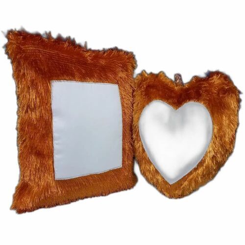 Sublimation Fur Cushion - Premium Quality 15x15 Inch Square & Heart, Red Color with Plain Dyed Pattern, Ideal for Chair & Decorative Use