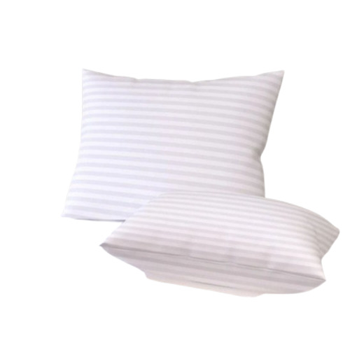 White Fiber Pillow - 17x27 Inch Rectangular Design, Premium Quality Satin Cover | Optimum Comfort, Striped Pattern, Cotton Filling for Back Support