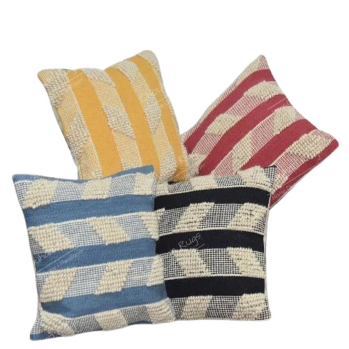 Handwoven Cushion Cover - 100% Cotton, 18x18 inches, Multi-Color | Premium Quality, Square Shape, Zipper Closure, Set of 4