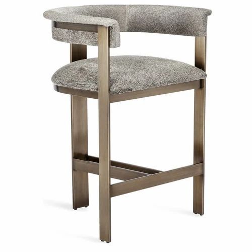 Designer Bar Chair - Premium Leather Seat, Antique Brass Finish, 3-Legged Design | Optimum Quality for Stylish Bar Areas