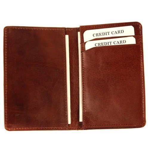 Leather Card Holder - Medium Size, Brown Leather | Durable, Comfortable, Polished Finish, Attractive Design, Unisex, Plain Pattern
