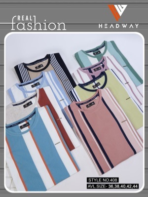 Mens T-Shirt - Cotton, M, L, XL, XXL Sizes | Vertical Knit Striped Design for Summer Comfort