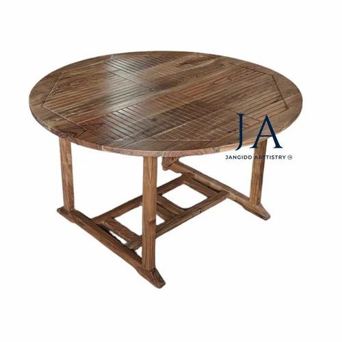 Round Restaurant Dining Table - Solid Acacia Wood Construction | Premium Quality, Eco-Friendly Design, Customizable Size, Attractive Brown Finish