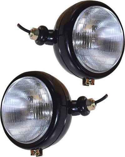 Tractor Headlight - Metal Standard Size Rigid Black Finish | Shock & Heat Resistance Easy to Install High Strength White Lighting