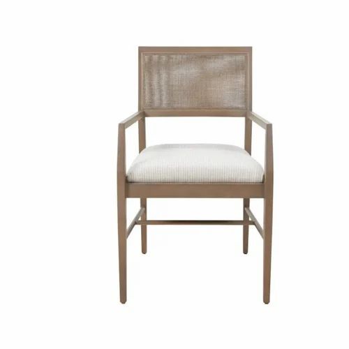 Wooden Cane Chair - Premium Optimum Quality Mango Wood, Custom Size, Brown Color | Eco-Friendly, Modern Design, Cushioned Seating with Armrests, Upholstered Seat