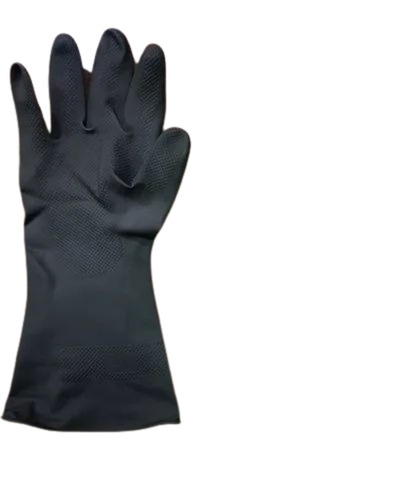 Black Industrial Rubber Hand Gloves - Premium Quality, Standard Size | Water Proof, Breathable, Full Finger Design