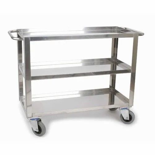 Bussing Cart Trolley - Alloy Steel, Customized Size, Silver Color | Premium Quality, Optimum Performance, Ideal for Industrial Material Handling
