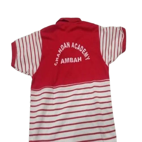 Cotton School Uniform T-Shirt - Medium Size, Red Color | Premium Quality for Boys, Ideal for Summer School Wear