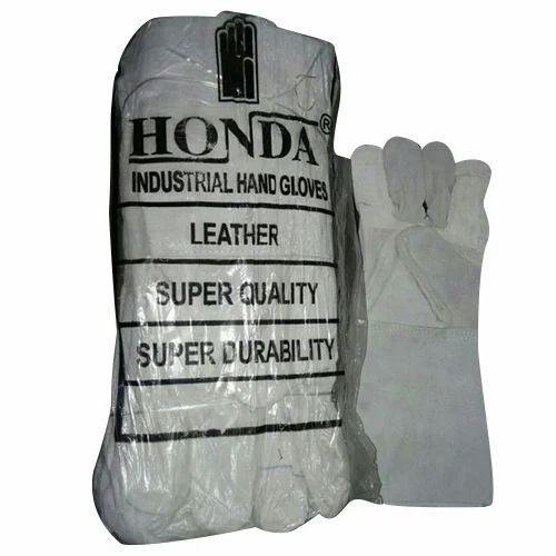 Leather Safety Gloves - Standard Size Ivory White | Water Proof Breathable Premium Quality Optimum Condition