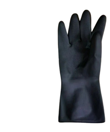 Industrial Safe Rubber Gloves - Premium Quality, Standard Size | Black, Full Finger, Breathable, Waterproof, Plain Design