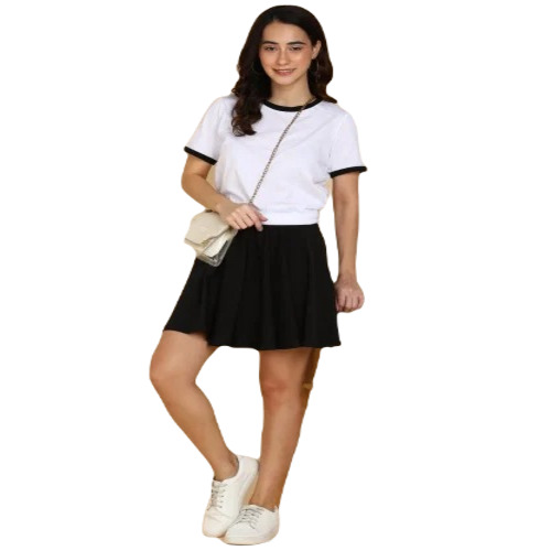 Ladies T-Shirt - Cotton Fabric Regular Fit Attractive Pattern | Short Sleeves O-Neck Available in S M L XL XXL Classic White