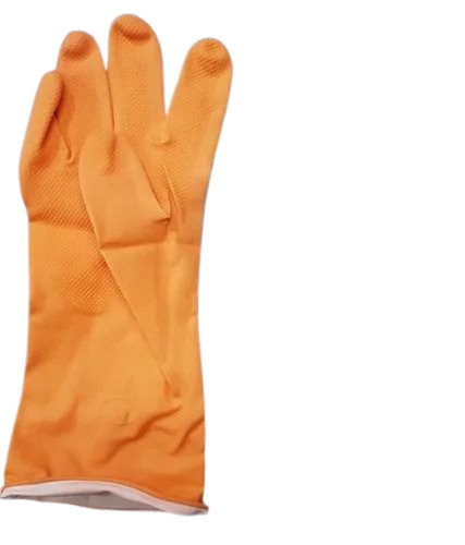 Orange Rubber Hand Gloves - Standard Size, Premium Quality | Water Proof, Breathable, Full Finger, Industrial Use