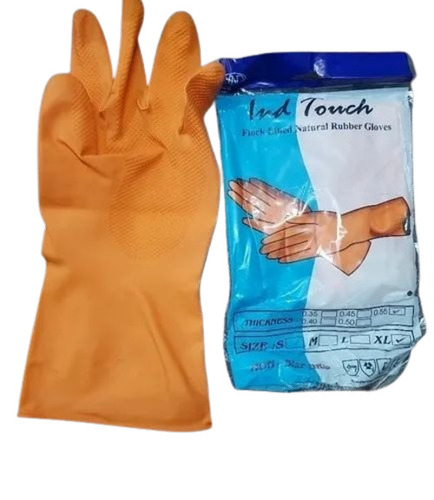 Plain Orange Industrial Rubber Hand Gloves