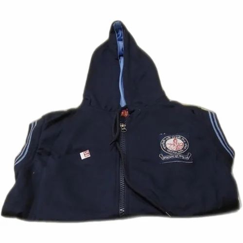 Sleeveless School Jacket - Cotton Fabric Size 34 Multicolor Hooded Neck Type | Good Grade Quality Designed for School Usage