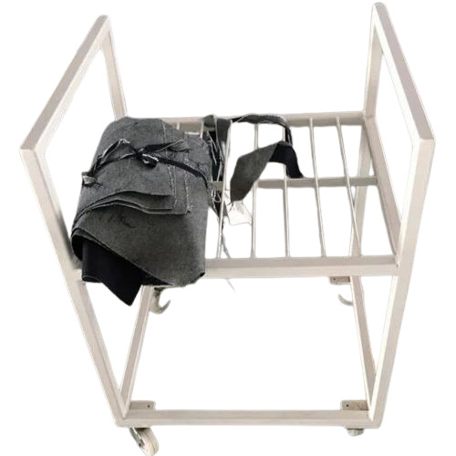 SS Garment Keeping Trolley - Premium Grade Stainless Steel Silver Finish with 4 Manual Wheels | Ideal for Industrial Applications Custom Size Options