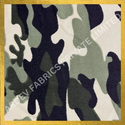 Army Print Two Way Lycra Fabric - Attributes: Bleached