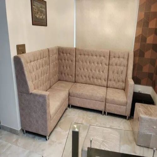 Premium Quality Corner Fabric Sofa Set - 4 Seater with Eco-Friendly Wood Frame, Brown Fabric, Modern Design, Cushion Included, Ideal for Living Room and Hotels