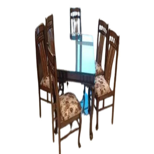 Premium Teak Wood Dining Table Set - 6 Seater, Rectangular 6x3 Feet Size, Attractive Brown Finish, Designed for Optimum Quality with Wooden Chairs