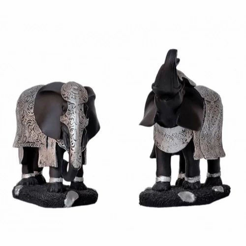 Black Silver Elephant Statue