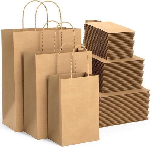 Brown Paper Bags - 16"x12"x3.5" | Eco-Friendly Kraft Paper, Biodegradable, Lightweight, Hand Length Handle, Versatile for Retail and Gifts