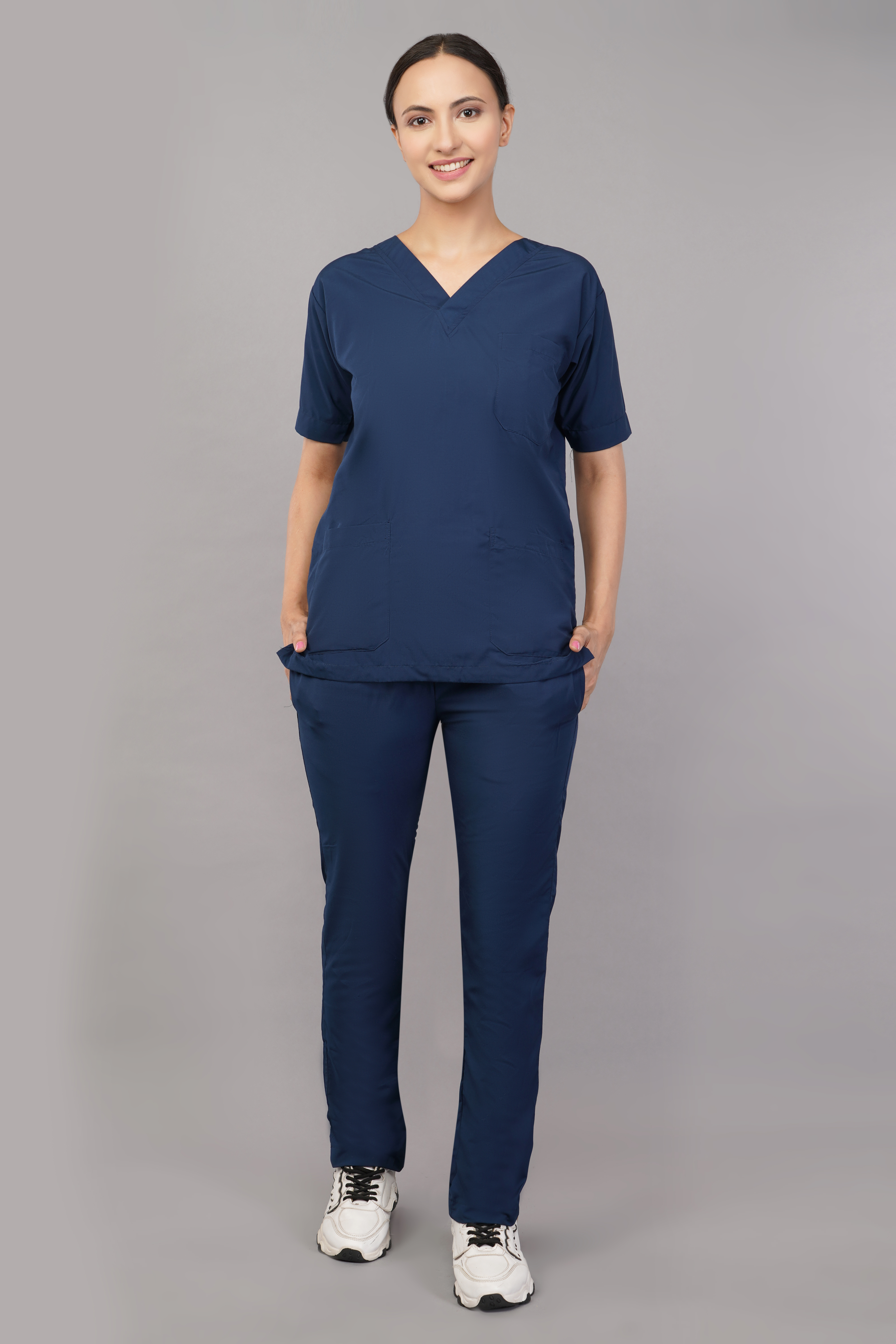 DOCTOR SCRUB SUIT - OLIVE BLUE COLOR | V NECK | UNISEX PATTERN