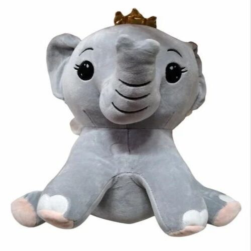 Elephant Soft Toy - Premium Cotton 35 Cm Baby Elephant, Gray Color For Ages 3-7, Washable And Personal Use
