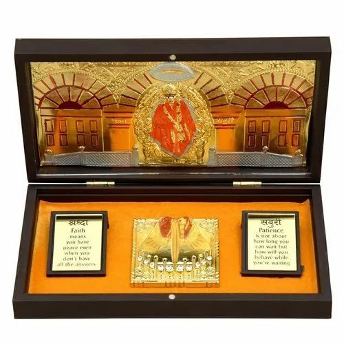 Empire Gift Sai Baba Photo Frame - Premium Wooden, Big Square Design | Customizable Size for Temple Decor