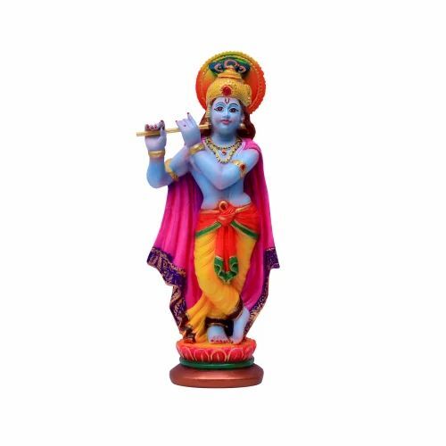 Sreekrishna Statue - Polyresin, 32 CM X 12 CM X 8 CM, Multicolor | Eco-Friendly, Customizable Size