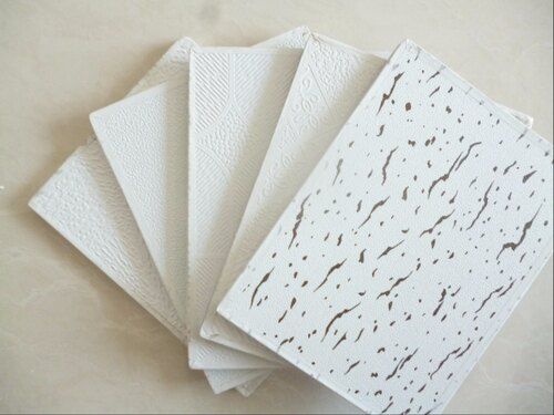 Textured Pvc Gypsum Ceiling Tiles - Color: White