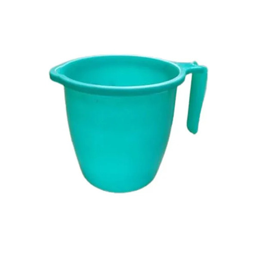1L Plastic Bath Mug - Plastic, 7 Inches, Green | Rigid Build, Plain Pattern, Ideal for Bathroom Use