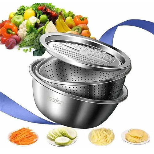 3 In 1 Multifunctional Stainless Steel Basin Grater Bowl