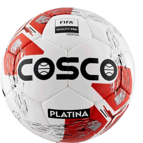 Cosco Platina Football - Polyurethane Material, 100 mm Circumference, White and Red Color | Good Condition, Printed Design for Outdoor Football Play