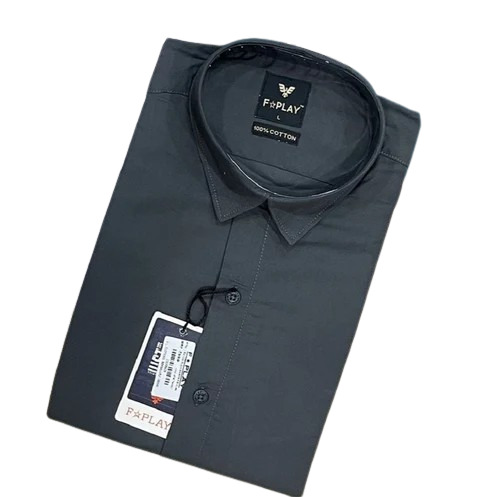 Formal Shirt - Cotton, Light Weight, Breathable, Grey Color | Full Sleeves, Button Down Collar, Suitable for Adults
