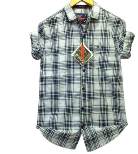 Indigo Men Check Shirts - Cotton Regular Fit White Color Lightweight and Breathable Full Sleeves with Button Down Collar | Suitable for Summer and Winter Available in Sizes S M L XL