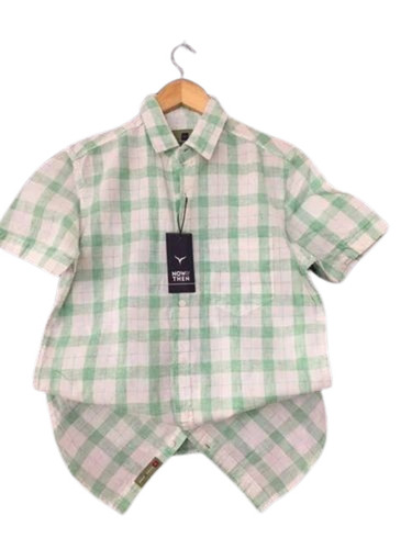 Mens Half Sleeve Shirt - Cotton, S/M/L/XL Sizes | Light Green & Pink Printed, Breathable, Washable, Classic Collar Style