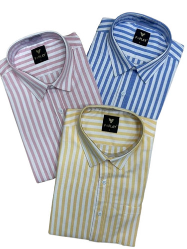 Mens Striped Shirts - Cotton, Customized Sizes S-M-L-XL, All Colors | Light Weight, Breathable, Full Sleeves, Ideal for Summer and Winter