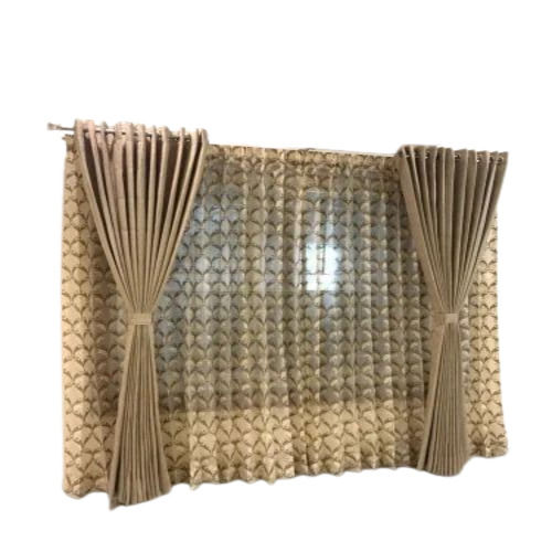 Polyester Fabric Curtain - Premium Quality Embroidered Light Brown Eyelet Design , Waterproof 100% Polyester, More than 200 GSM