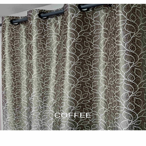 Silk Printed Curtain - 5 ft, Golden Floral Embroidery | Premium Quality for Kitchen Use