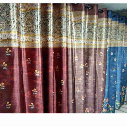 Rolex Digital Curtain - Cotton with Eyelet Hanging, 7 ft Length in Golden Color | Eco-Friendly, Anti-UV, Hand Block Printed for Homes and Hotels