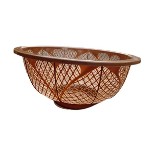 TPI Round Plastic Fruit Basket - 20 Inch, Brown Color | Durable, Ventilated Design, Stackable and Lightweight