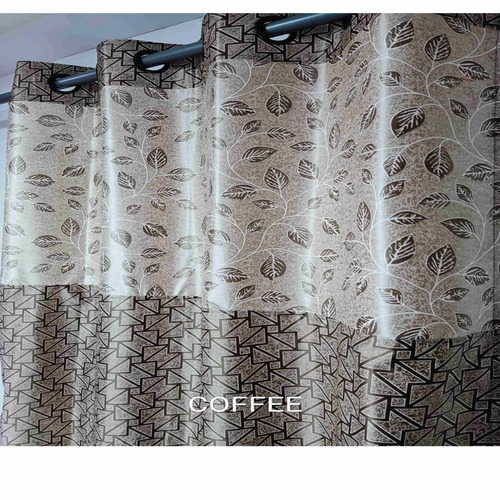 Scotch Patch Curtain - Silk Material, 7x4 ft Size, Golden Color, Floral Print Design | Suitable for Home & Hotel Decoration, Ideal for Doors