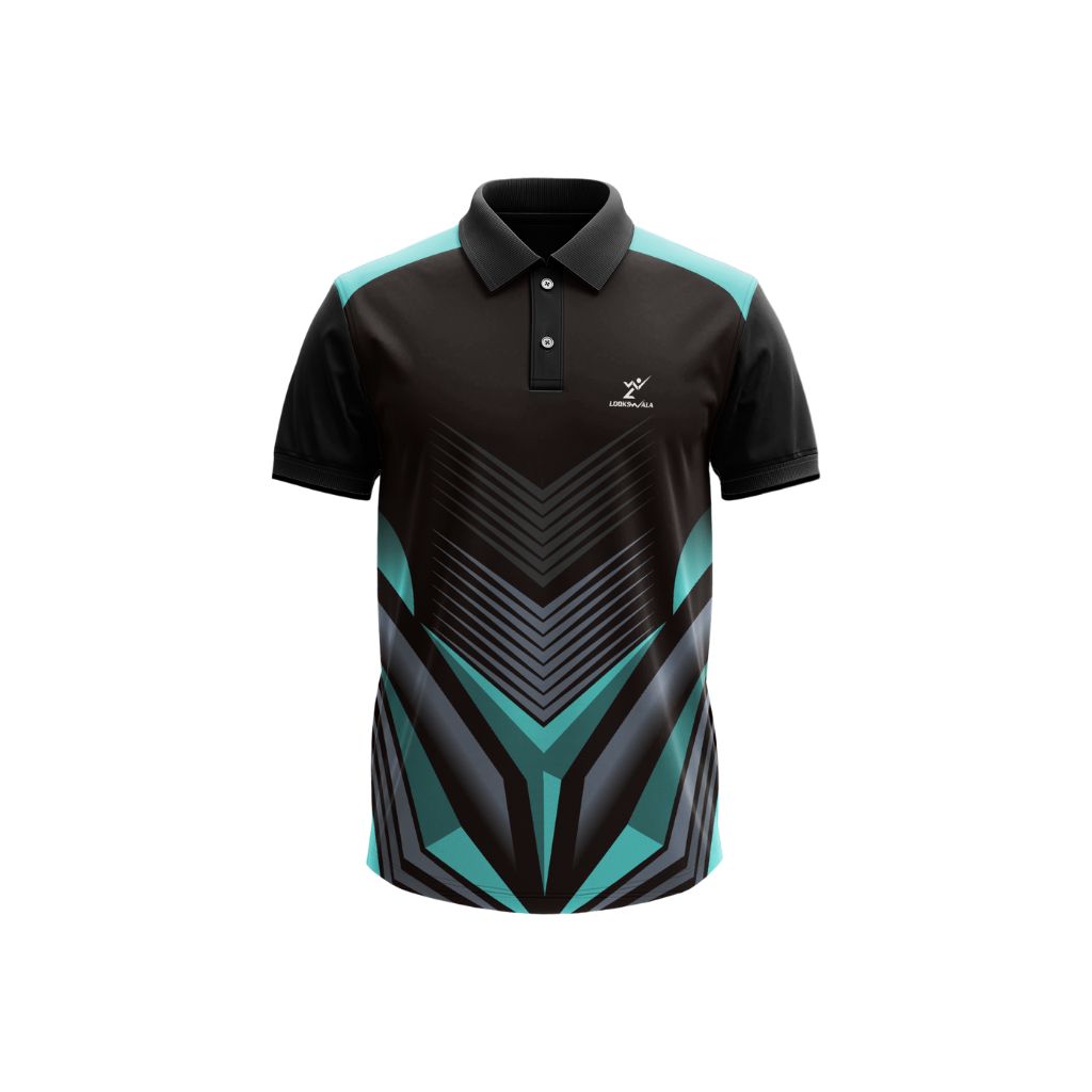 Sportswear T-Shirt - Polyester Fabric, Small to XL Sizes, Black Color, Half Sleeve Design | Printed Pattern for Active Men