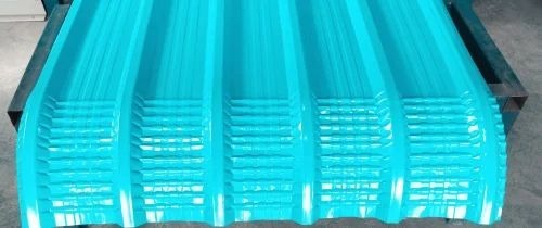 Color Coated Patra Sheet - 0.45 mm Thickness, 6 Feet Length | Blue Steel Roofing Sheet, Plain Pattern, Rectangular Shape