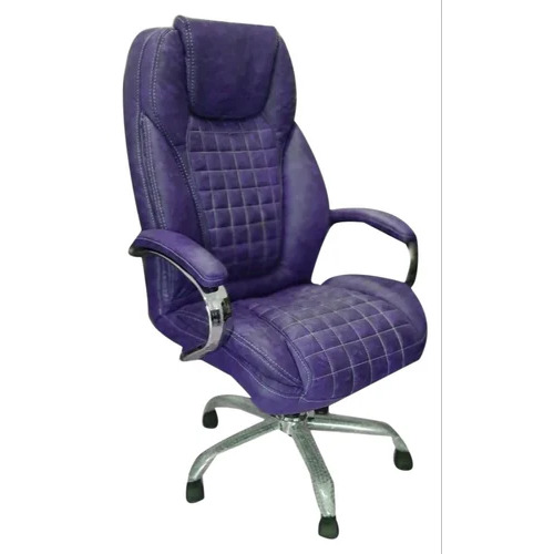 Executive Leather Office Chair - High Back, Fixed Arm, 17 Inch Seating Height | One Piece Design, Polished Stainless Steel Frame, Durable & Modern Appearance, Available in Brown, Black, Blue