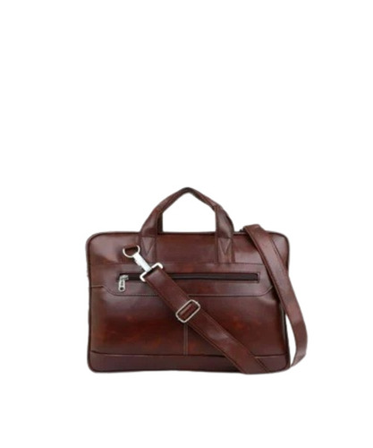 Leather Laptop Messenger Bag - Premium Quality Optimum Design | Brown Handle Style Zipper Closure Plain Pattern