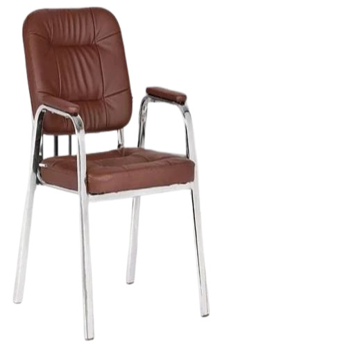 Office Visitor Chair - Mild Steel Frame, 1 Seater Mid Back | Attractive Design, Optimum Quality, Easy To Clean, Silver & Multicolor
