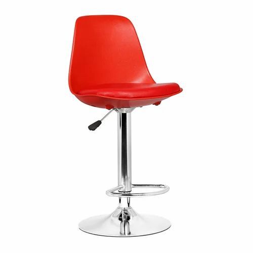 Red Bar Stool Chair - Premium Quality Plastic Frame, Rotable Design, Modern Red Finish, Ideal For Office Use